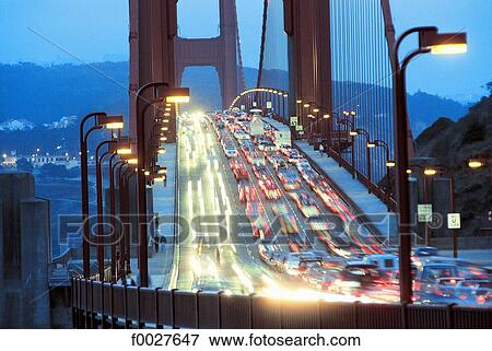 United States, California, San Francisco, Golden Gate Bridge, circulation by night View Large Photo Image Stock Photo - United States, California, San Francisco, Golden Gate Bridge, circulation by night. Fotosearch