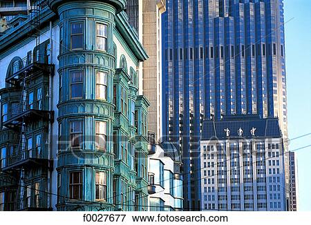 Stock Photo - United States, California, San Francisco, architectural contrast. Fotosearch
