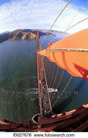 Stock Photograph - United States, California, San Francisco, view from above over the Golden Gate Bridge. Fotosearch