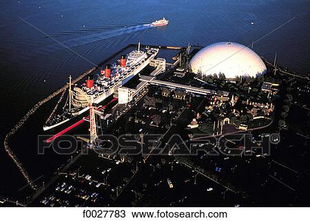 United States, California, Los Angeles County, Long Beach, Queen Mary cruiser and Howard Hughes dome View Large Photo Image Stock Image - United States, California, Los Angeles County, Long Beach, Queen Mary cruiser and Howard Hughes dome. Fotosearch