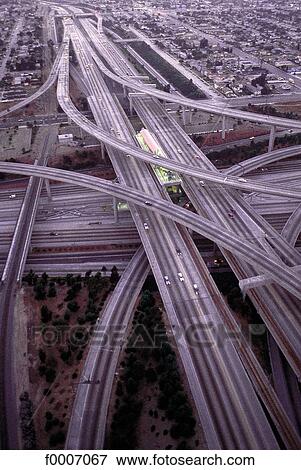 Stock Photo - United States, California, Los Angeles, interchange. Fotosearch