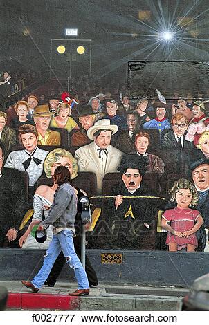 Stock Photo - United States, California, Los Angeles, Hollywood, mural "Hollywood faces". Fotosearch