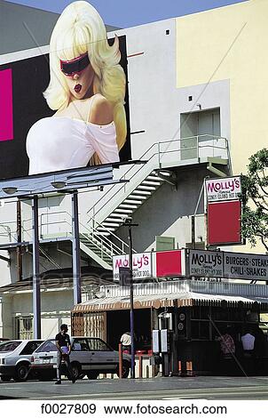 Stock Photo - United States, California, Los Angeles, Hollywood, mural "Hollywood faces". Fotosearch