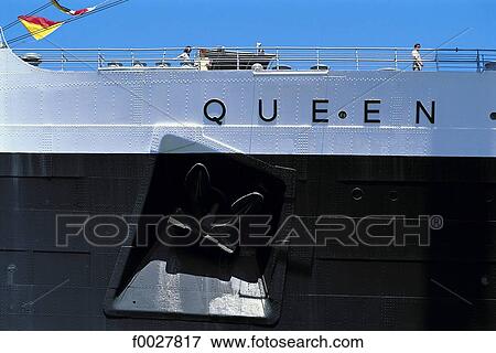 Stock Photo - United States, California, Los Angeles County, Long Beach, Queen Mary cruiser. Fotosearch