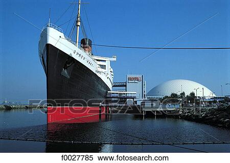 Stock Photography - United States, California, Los Angeles County, Long Beach, Queen Mary cruiser. Fotosearch
