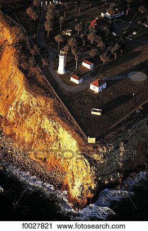 Stock Image - United States, California, surroundings of Los Angeles, San Pedro lighthouse, aerial view. Fotosearch