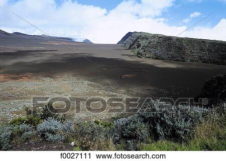 Stock Image - Reunion, Piton de la Fournaise volcano, Dolomieux crater. Fotosearch