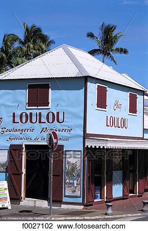 Stock Image - Reunion, Saint-Gilles, old shop "chez loulou". Fotosearch