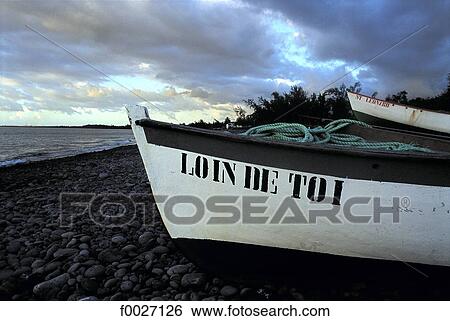 Stock Photograph - Reunion, Saint-Paul, fishing boat. Fotosearch