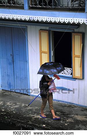 Stock Image - Reunion, Salazie, traditional dwelling. Fotosearch