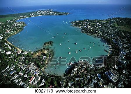 Mauritius, Grand Baie, aerial view View Large Photo Image Stock Photo - Mauritius, Grand Baie, aerial view. Fotosearch