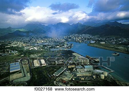 Mauritius, Port-Louis, bay and harbour, aerial view View Large Photo Image Stock Photo - Mauritius, Port-Louis, bay and harbour, aerial view. Fotosearch