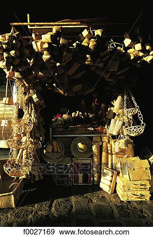 Stock Photo - Mauritius, Port-Louis, market, local vannery stall. Fotosearch