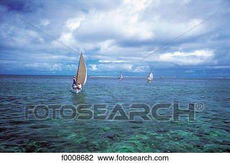 Stock Image - Mauritius, Rodrigues, fishing boats. Fotosearch