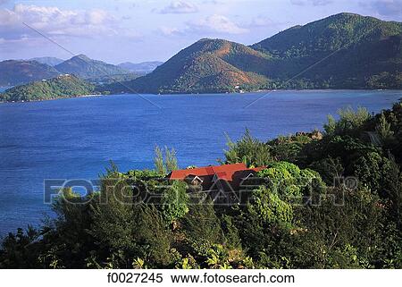 Stock Photography - Seychelles, Anse Lazio, aerial view. Fotosearch