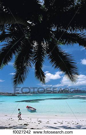 Stock Image - Seychelles, La Digue, costal landscape. Fotosearch