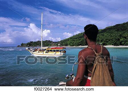 Seychelles, La Digue, taxi-boat View Large Photo Image Picture - Seychelles, La Digue, taxi-boat. Fotosearch