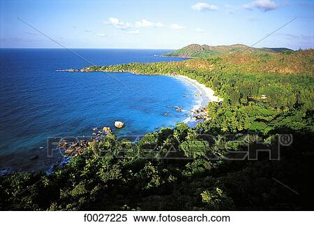 Seychelles, Praslin, Anse Lazion, aerial view View Large Photo Image Stock Photography - Seychelles, Praslin, Anse Lazion, aerial view. Fotosearch