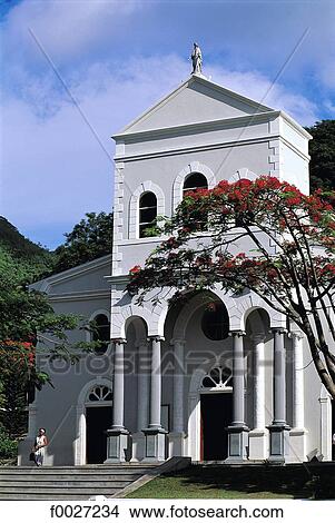 Picture - Seychelles, Praslin, church. Fotosearch
