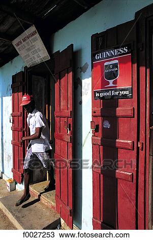 Stock Image - Seychelles, Praslin, shop. Fotosearch