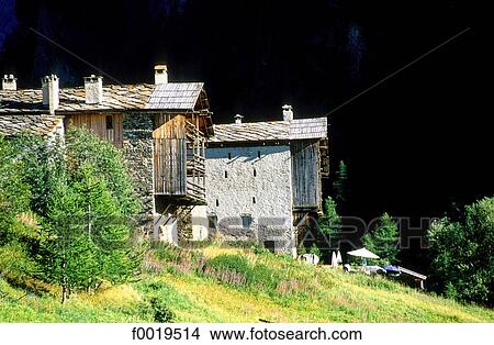 Picture - France, Alps, Queyras massif, farm at St Veran. Fotosearch