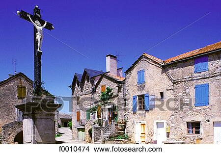 France, Aveyron, Levezou, place of the village View Large Photo Image Picture - France, Aveyron, Levezou, place of the village. Fotosearch