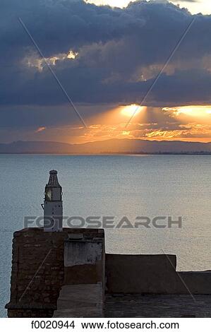 Tunisia, Hammamet, sunset from the Ottoman fortress View Large Photo Image Picture - Tunisia, Hammamet, sunset from the Ottoman fortress. Fotosearch
