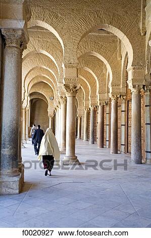 Stock Photo - Tunisia, Kairouan, Mosque of Sidi Okaba, arches. Fotosearch