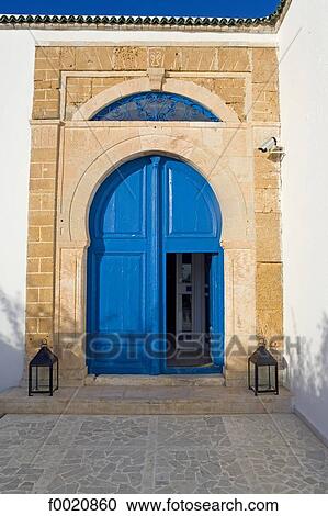 Stock Image - Tunisia, Sidi Bou Said, traditional door. Fotosearch
