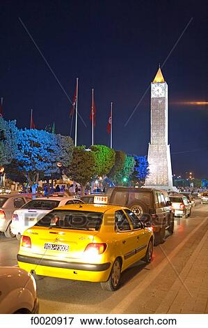 Tunisia, Tunis, Bourguiba Avenue at night View Large Photo Image Stock Photo - Tunisia, Tunis, Bourguiba Avenue at night. Fotosearch