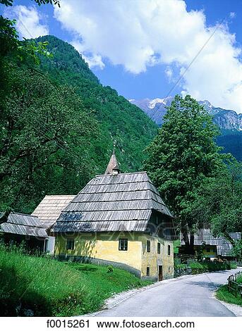 Slovenia, Alps, upper Soca valley, houses View Large Photo Image Stock Image - Slovenia, Alps, upper Soca valley, houses. Fotosearch