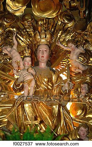 Slovenia, Bled, church, virgin with child on altar View Large Photo Image Stock Photo - Slovenia, Bled, church, virgin with child on altar. Fotosearch