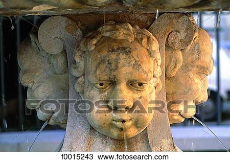 Stock Image - Slovenia, Lubiana, cathedral place, baroque fountain, detail. Fotosearch