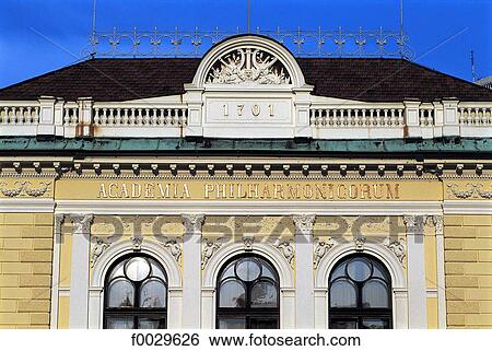 Slovenia, Lubiana, philharmonic academy theater facade View Large Photo Image Stock Photograph - Slovenia, Lubiana, philharmonic academy theater facade. Fotosearch