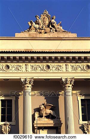 Stock Image - Slovenia, Piran, city hall, architectural detail. Fotosearch