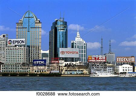 China, Shanghai, Pudong, buildings and Huangpu River View Large Photo Image Stock Photo - China, Shanghai, Pudong, buildings and Huangpu River. Fotosearch