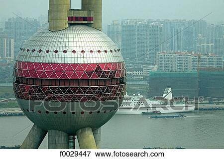 Stock Photo - China, Shanghai, Pudong, TV Tower, detail. Fotosearch