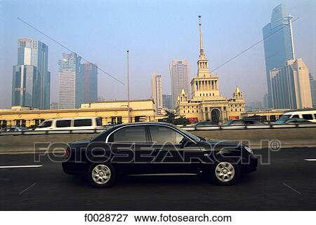 China, Shanghai, trafic on urban freeway View Large Photo Image Stock Photo - China, Shanghai, trafic on urban freeway. Fotosearch