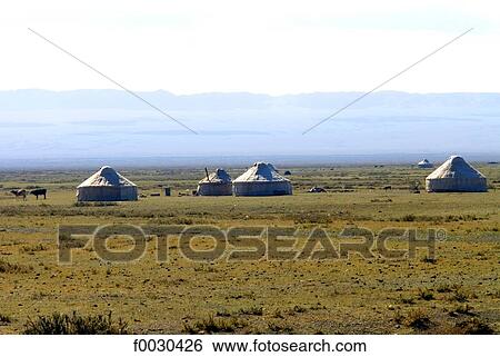 China, Xinjiang, tents of Kazak nomads View Large Photo Image Stock Photograph - China, Xinjiang, tents of Kazak nomads. Fotosearch