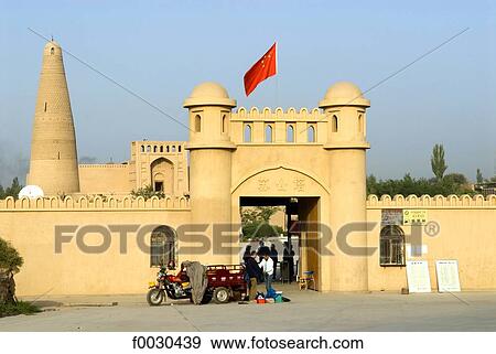 China, Xinjiang, Turpan, Emin minaret and mosque View Large Photo Image Stock Photo - China, Xinjiang, Turpan, Emin minaret and mosque. Fotosearch