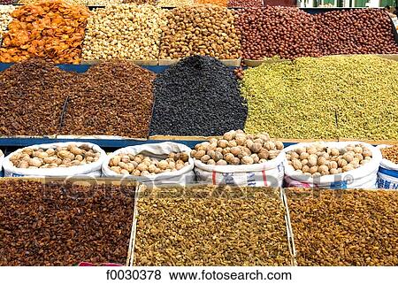 China, Xinjiang, Urumqi, bazaar, dried fruits View Large Photo Image Stock Photo - China, Xinjiang, Urumqi, bazaar, dried fruits. Fotosearch