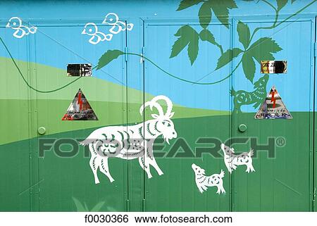 China, Xinjiang, Urumqi, fresco on a transformer View Large Photo Image Stock Photograph - China, Xinjiang, Urumqi, fresco on a transformer. Fotosearch