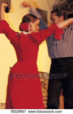 Stock Image - Spain, Andalusia, Granada, flamenco dancers. Fotosearch