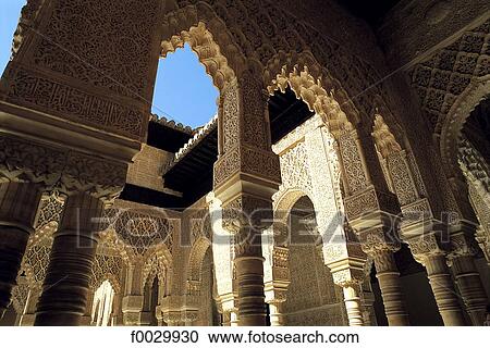 Spain, Andalusia, Granada, the Alhambra, court of the lions View Large Photo Image Stock Image - Spain, Andalusia, Granada, the Alhambra, court of the lions. Fotosearch