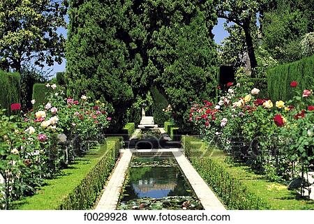 Stock Photo - Spain, Andalusia, Granada, the Alhambra, Generalife gardens. Fotosearch