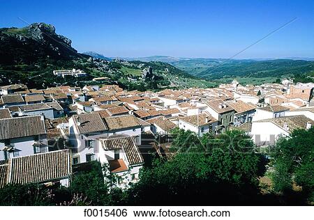 Stock Photograph - Spain, Andalusia, Grazalema, city roofs. Fotosearch