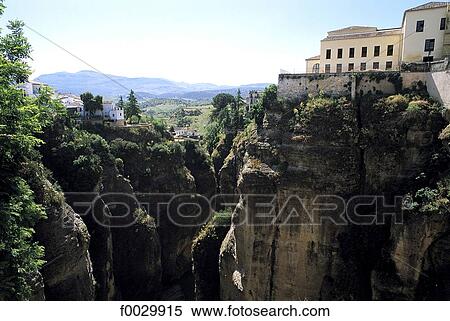 Stock Photography - Spain, Andalusia, Ronda, the canyon. Fotosearch