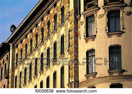 Autriche, Vienne, immeuble Art nouveau, façade View Large Photo Image Stock Photo - Autriche, Vienne, immeuble Art nouveau, façade. Fotosearch