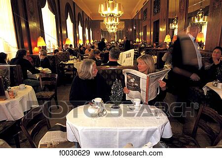 Autriche, Vienne, intérieur de café View Large Photo Image Stock Photo - Autriche, Vienne, intérieur de café. Fotosearch