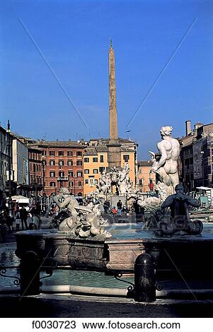 Italie, Rome, Piazza Navona, la fontaine du Maure et obélisque View Large Photo Image Stock Image - Italie, Rome, Piazza Navona, la fontaine du Maure et obélisque. Fotosearch